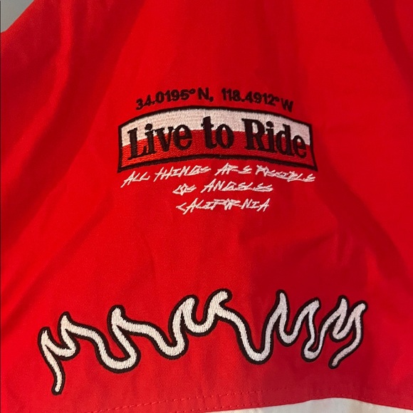 PacSun Red and White Rodeo Bomber Racing Jacket - Picture 3 of 5